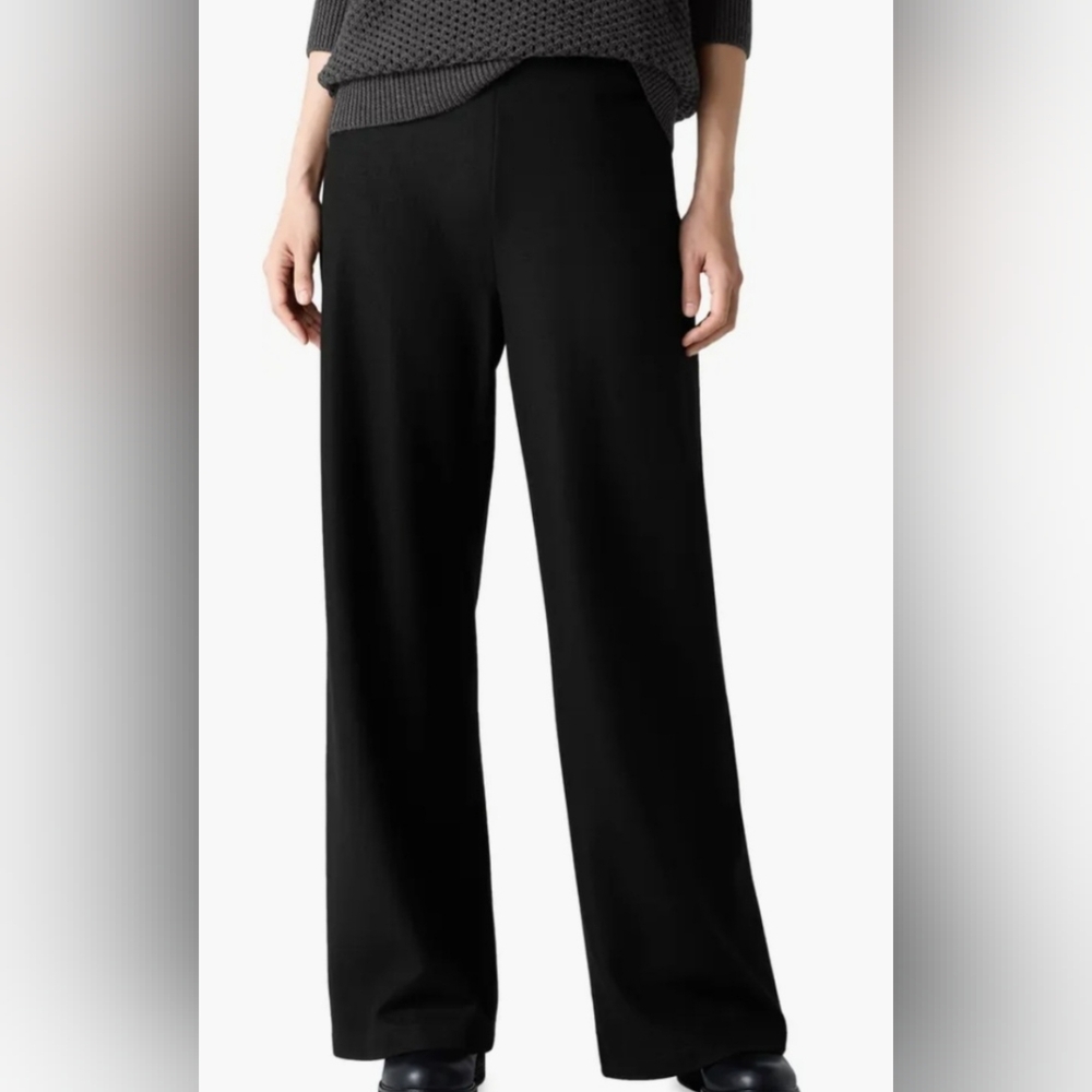 Eileen Fisher Wool Wide Leg Black Women’s Pants Size Medium
